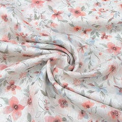 Off White Floral Pure Gauge Linen Print