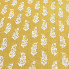 Mustard Yellow Flower Motifs Linen Print