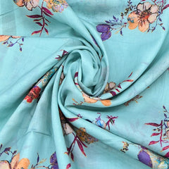 Light Blue Multicolour Floral Mul Mul Print