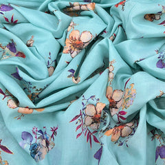 Light Blue Multicolour Floral Mul Mul Print