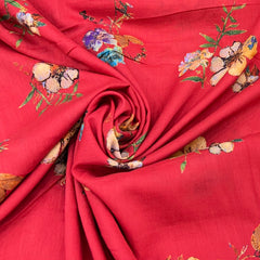 Tomato Red Multicolour Floral Mul Mul Print