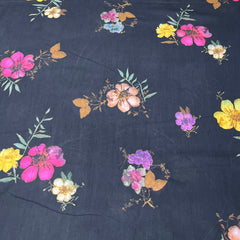 Black Multicolour Floral Mul Mul Print