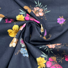 Black Multicolour Floral Mul Mul Print