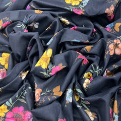 Black Multicolour Floral Mul Mul Print