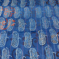 Blue Modal Ajrak Carry Design Katha Work