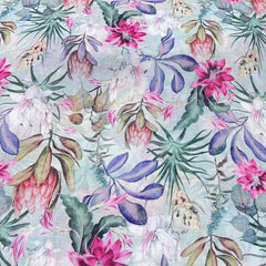 Light Green Multicolour Pure Gauge Linen Print