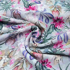 Light Green Multicolour Pure Gauge Linen Print