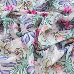 Light Green Multicolour Pure Gauge Linen Print