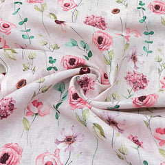Light Pink Floral Rose Pure Gauge Linen Print