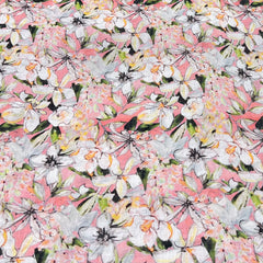 Pink Floral Pure Gauge Linen Print