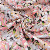 Pink Floral Pure Gauge Linen Print