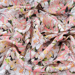 Pink Floral Pure Gauge Linen Print