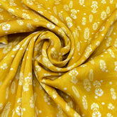 Yellow Floral Motifs Modal Satin Print