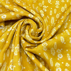 Yellow Floral Motifs Modal Satin Print