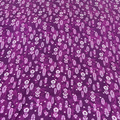 Wine Purple Floral Motifs Modal Satin Print