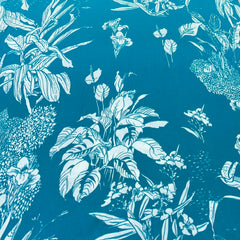 Turqouise Blue Floral Motifs Modal Satin Print