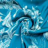 Turqouise Blue Floral Motifs Modal Satin Print