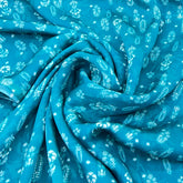 Turqouise Blue Floral Jal Modal Satin Print
