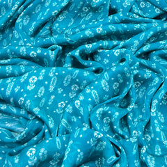 Turqouise Blue Floral Jal Modal Satin Print