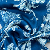 Teal Blue Floral Jal Modal Satin Print