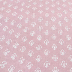 Light Pink Floral Pure Linen Print