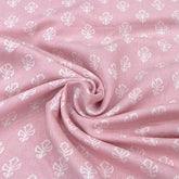 Light Pink Floral Pure Linen Print