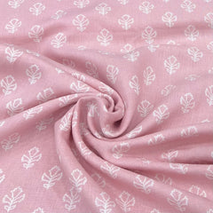 Light Pink Floral Pure Linen Print