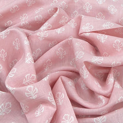 Light Pink Floral Pure Linen Print