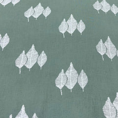 Sage Green Leave Pure Linen Print