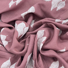 Mude Pink Leave Pure Linen Print