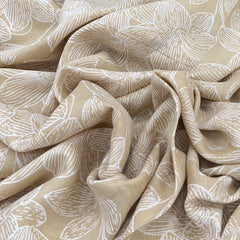 Beige Floral Jal Pure Linen Print