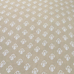 Beige Floral Pure Linen Print