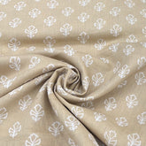 Beige Floral Pure Linen Print