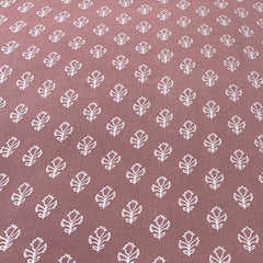 Light Coffee Brown Floral Pure Linen Print