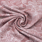 Light Coffee Brown Floral Jal Pure Linen Print