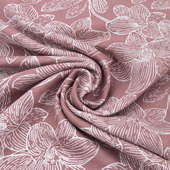 Light Coffee Brown Floral Jal Pure Linen Print