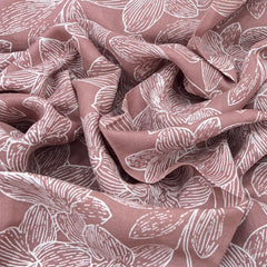 Light Coffee Brown Floral Jal Pure Linen Print