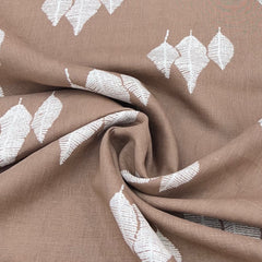 Light Brown Leave Pure Linen Print