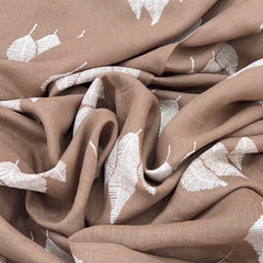 Light Brown Leave Pure Linen Print