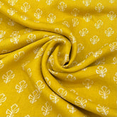 Haldi Yellow Floral Pure Linen Print