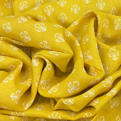 Haldi Yellow Floral Pure Linen Print