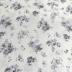 Off White With Grey Floral Gauge Linen Print