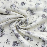 Off White With Grey Floral Gauge Linen Print