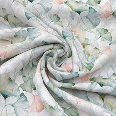 Off White With Multicolour Floral Gauge Linen Print