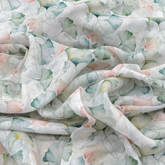 Off White With Multicolour Floral Gauge Linen Print