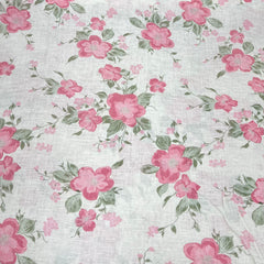 Off White With Pink Floral Gauge Linen Print