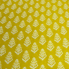 Yellow Floral Leaf Cotton Print