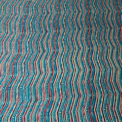 Teal Blue Zig Zag Cotton Print