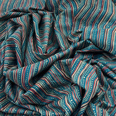 Teal Blue Zig Zag Cotton Print