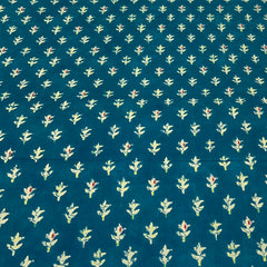Teal Blue Floral Cotton Print